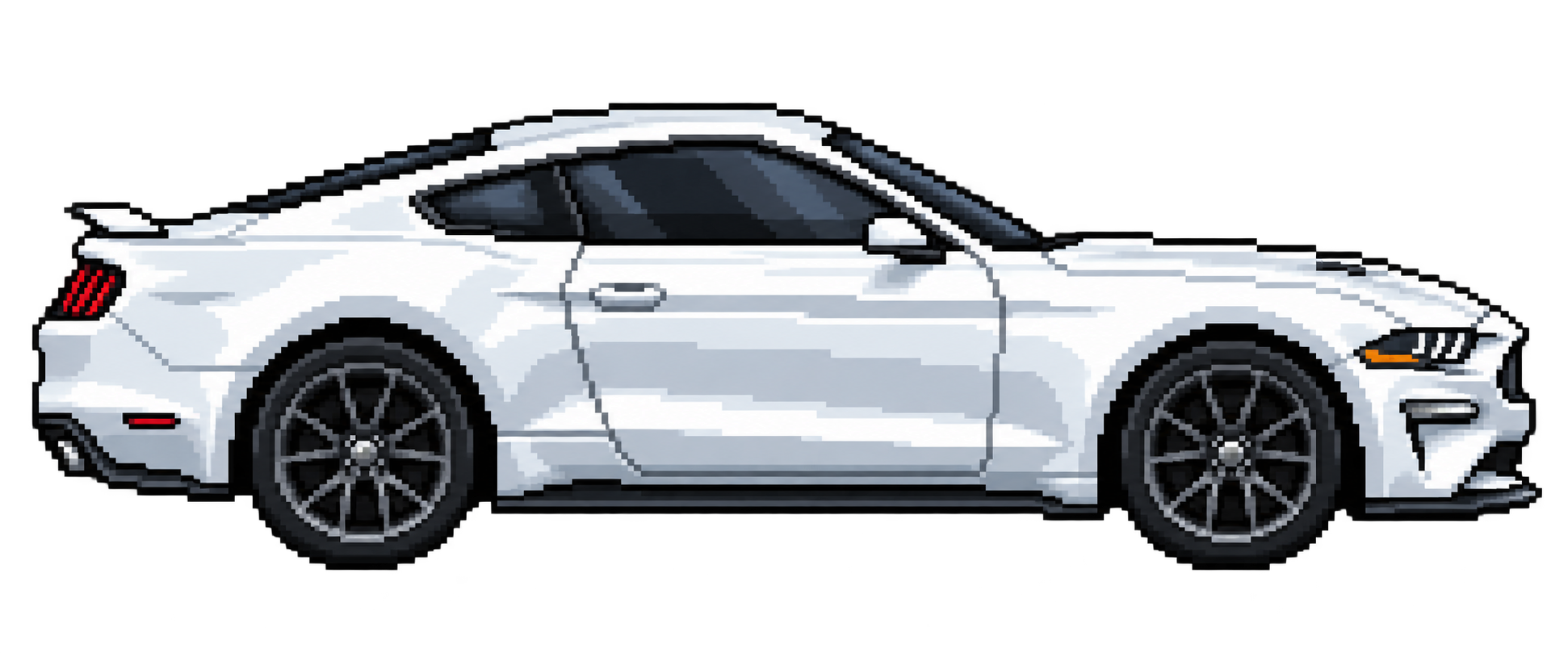 White 2018 Mustang GT in 16-bit pixel art